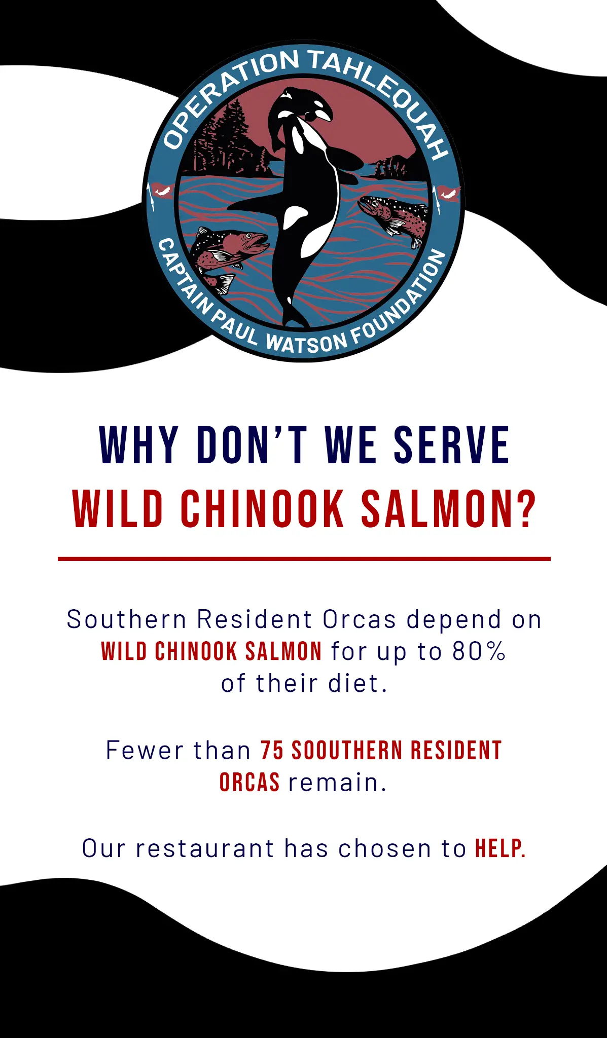 Card front: Why don&rsquo;t we serve wild Chinook salmon?